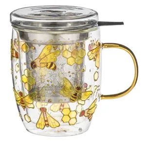 Ashdene Natures Keepers Bee Double Walled Glass 3 Piece Infuser