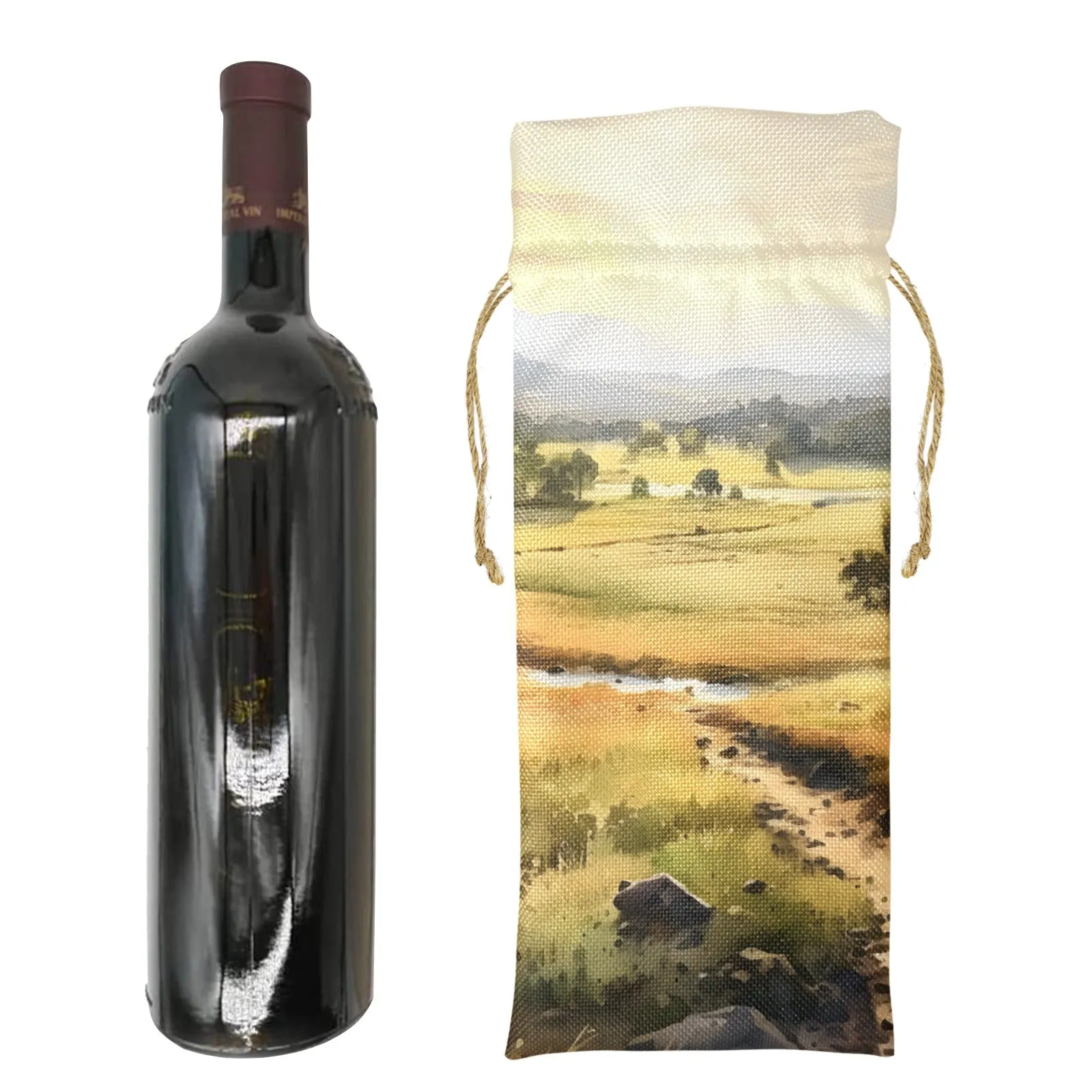 australia 4 Linen Wine Bottle Bag