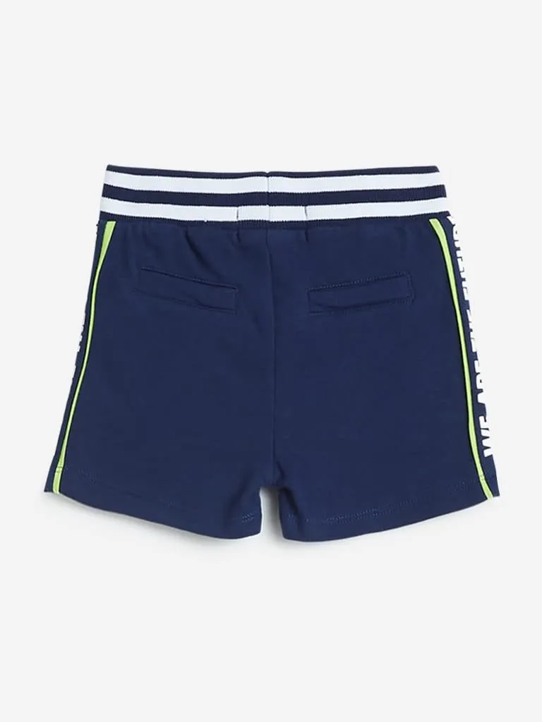 Baby HOP Indigo Panel-Detailed Shorts