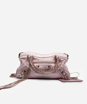 Balenciaga pink metalic city bag