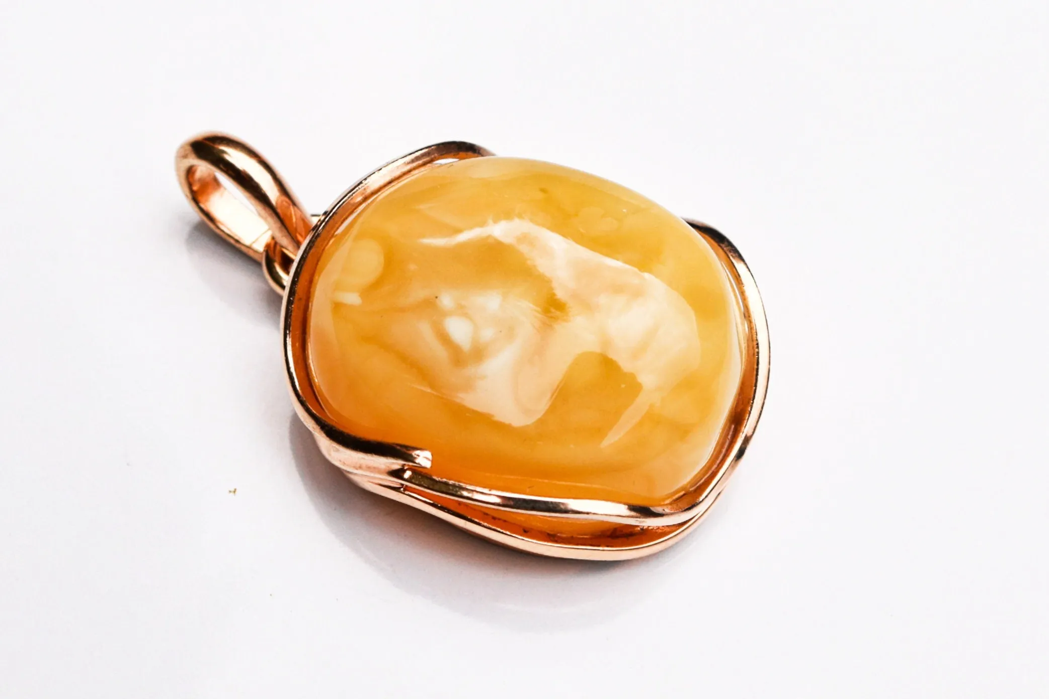 Baltic Amber Butterscotch Pendant Natural Untreated Gold Plated Jewelry 1.74" 13.6 gram 925 Silver