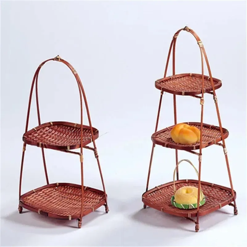 Bamboo Weaving Food Basket Rack - Chic Bamboo Food Storage and Kitchen Decor Tray