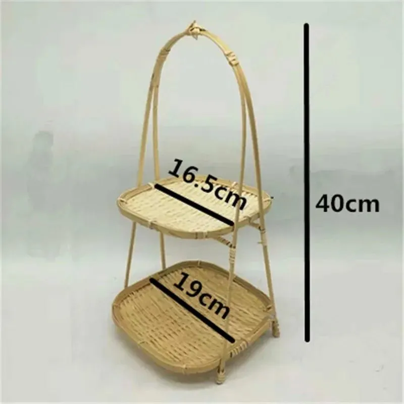 Bamboo Weaving Food Basket Rack - Chic Bamboo Food Storage and Kitchen Decor Tray