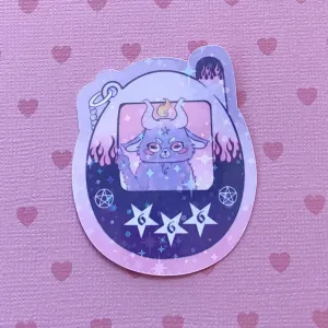 Baphomet Tamagotchi holographic vinyl sticker