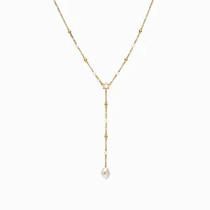 Baroque Pearl Lariat Necklace