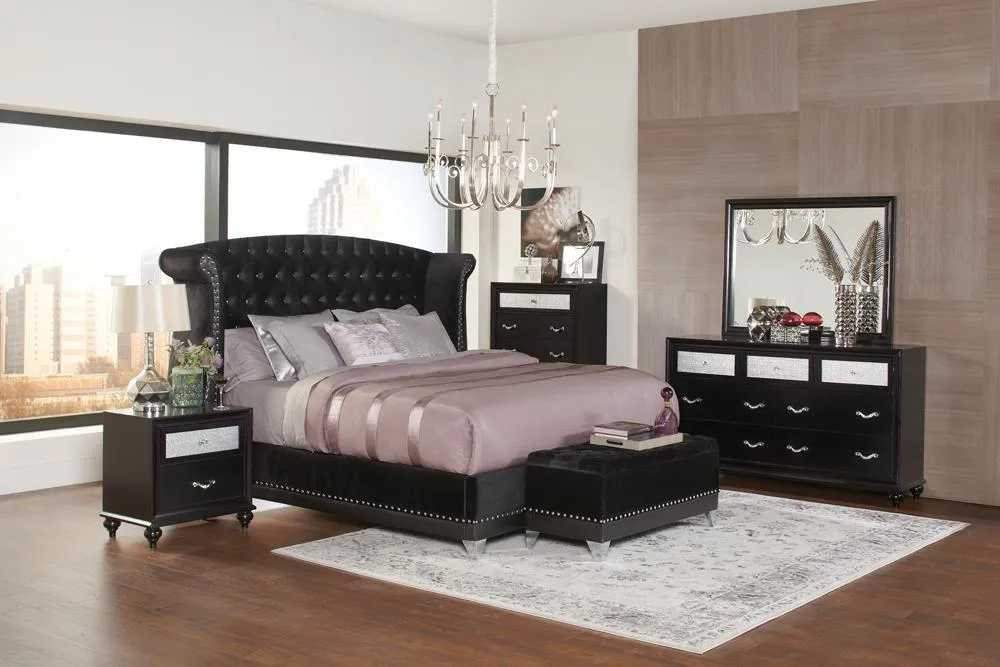 Barzini Wingback Tufted Upholstered Bed Black