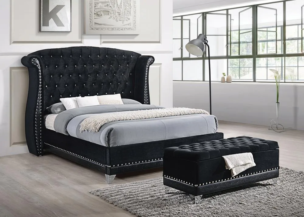 Barzini Wingback Tufted Upholstered Bed Black