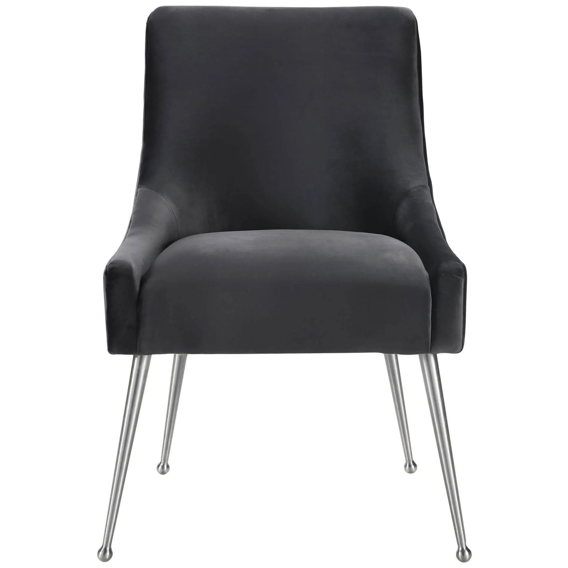 Beatrix Side Chair, Dark Grey/Brushed Stainless Base