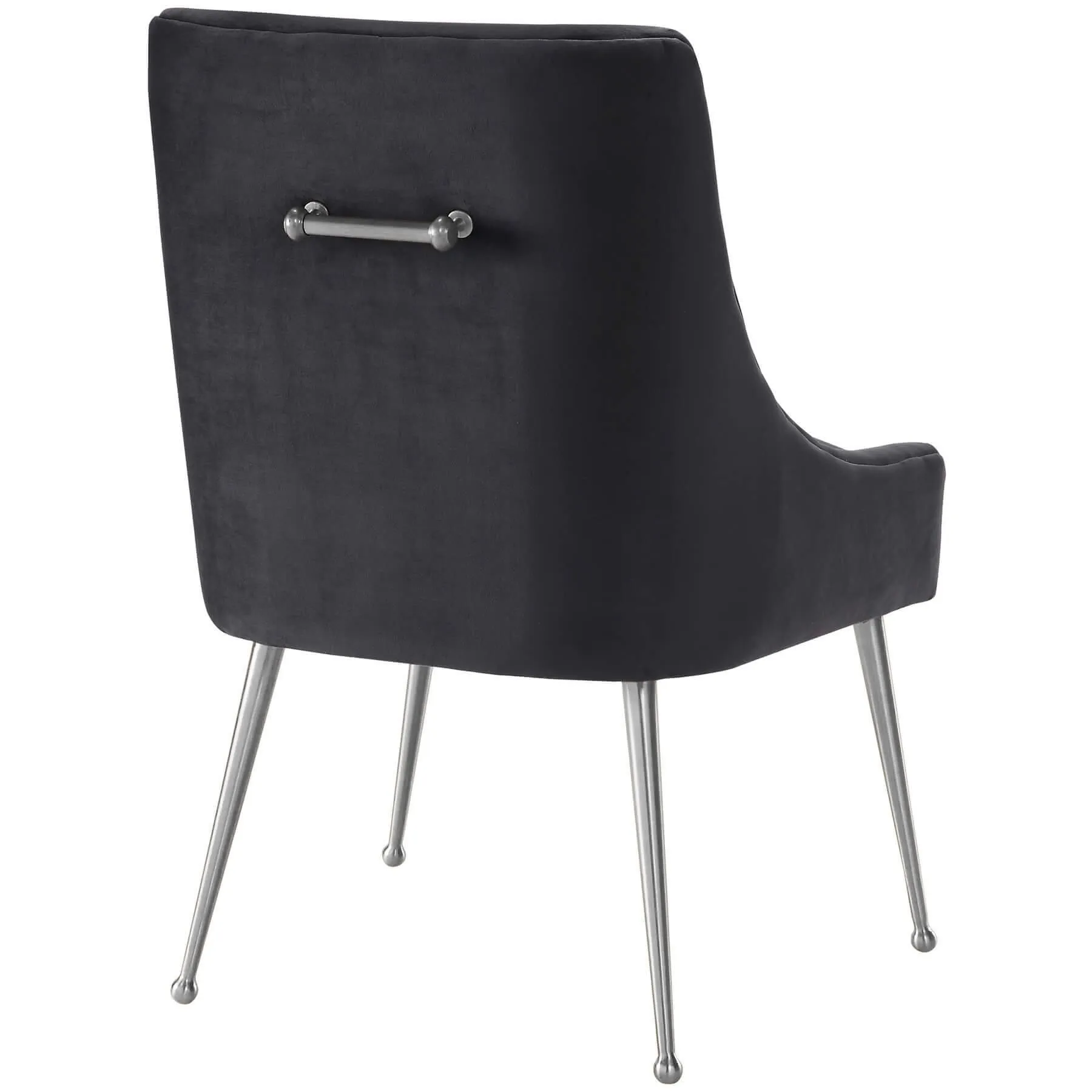 Beatrix Side Chair, Dark Grey/Brushed Stainless Base