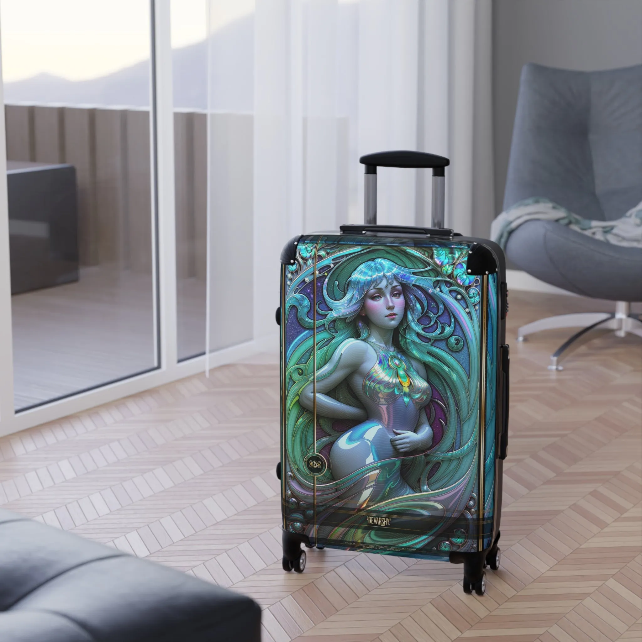 Beautiful Suitcase Art Nouveau Luggage Mucha Art Carry-on Suitcase Hard Shell Suitcase in 3 Sizes | D20178