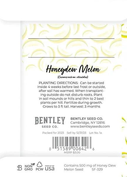 Bentley Seed Company – You are One in a Melon - Honey Dew Seed Packet