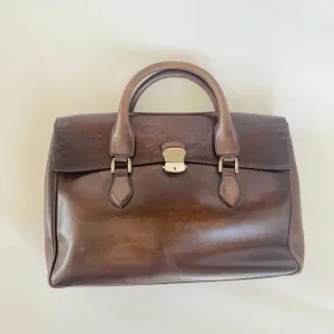 Berluti Brown Scritto Leather Un Jour Briefcase Bag