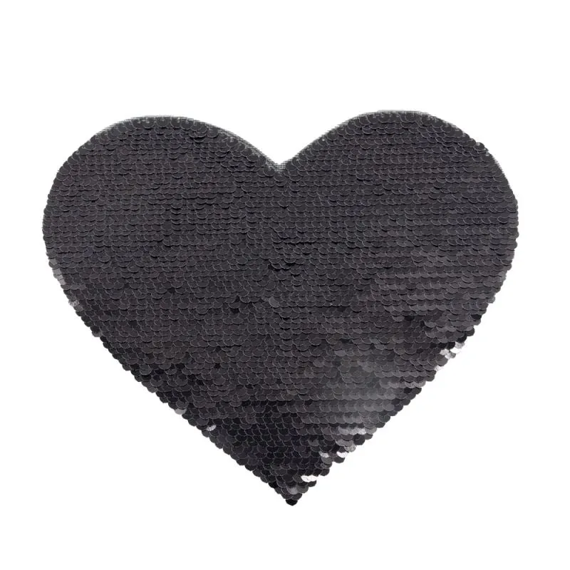 Black & White Sequin Transfer Heart Shape