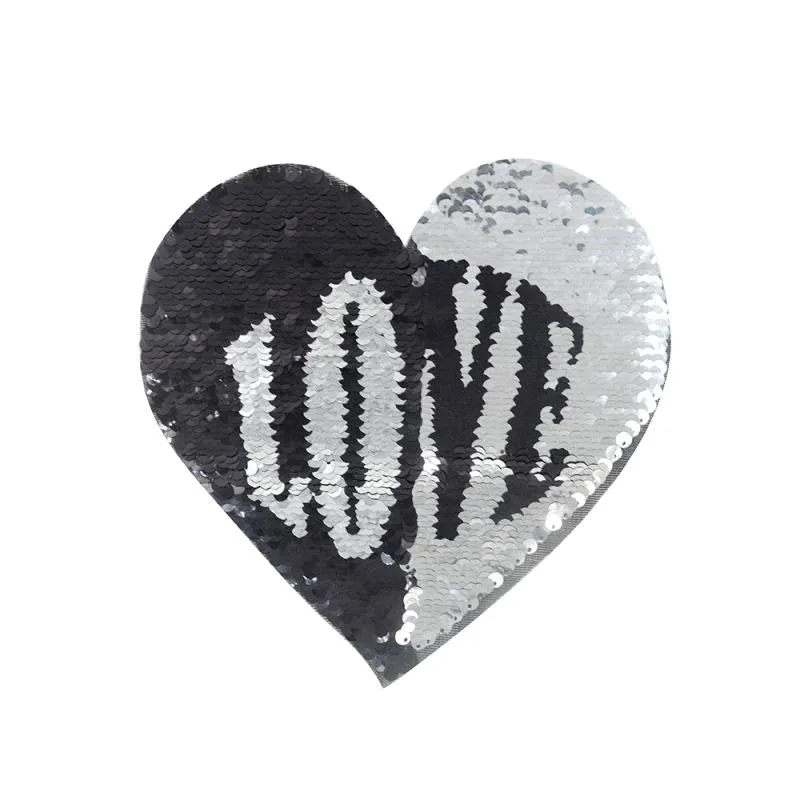 Black & White Sequin Transfer Heart Shape