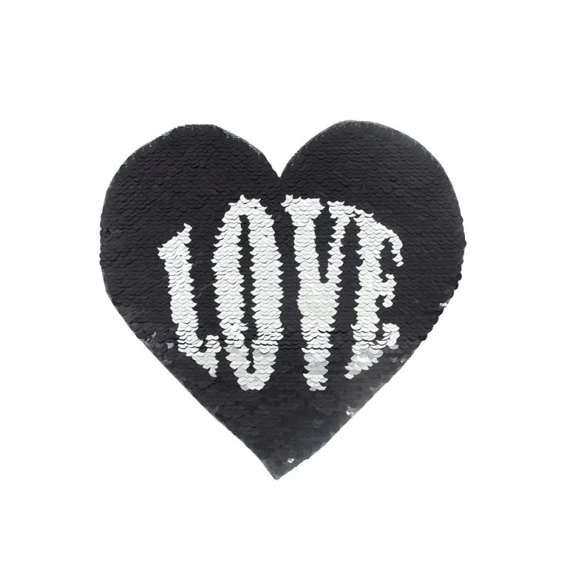 Black & White Sequin Transfer Heart Shape