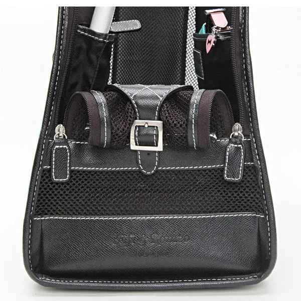 Black Wool Polka Dot & Black Leather Carrier