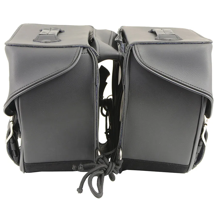 Black Zip-Off Large Double Strap PVC Throw Over Saddle Bag