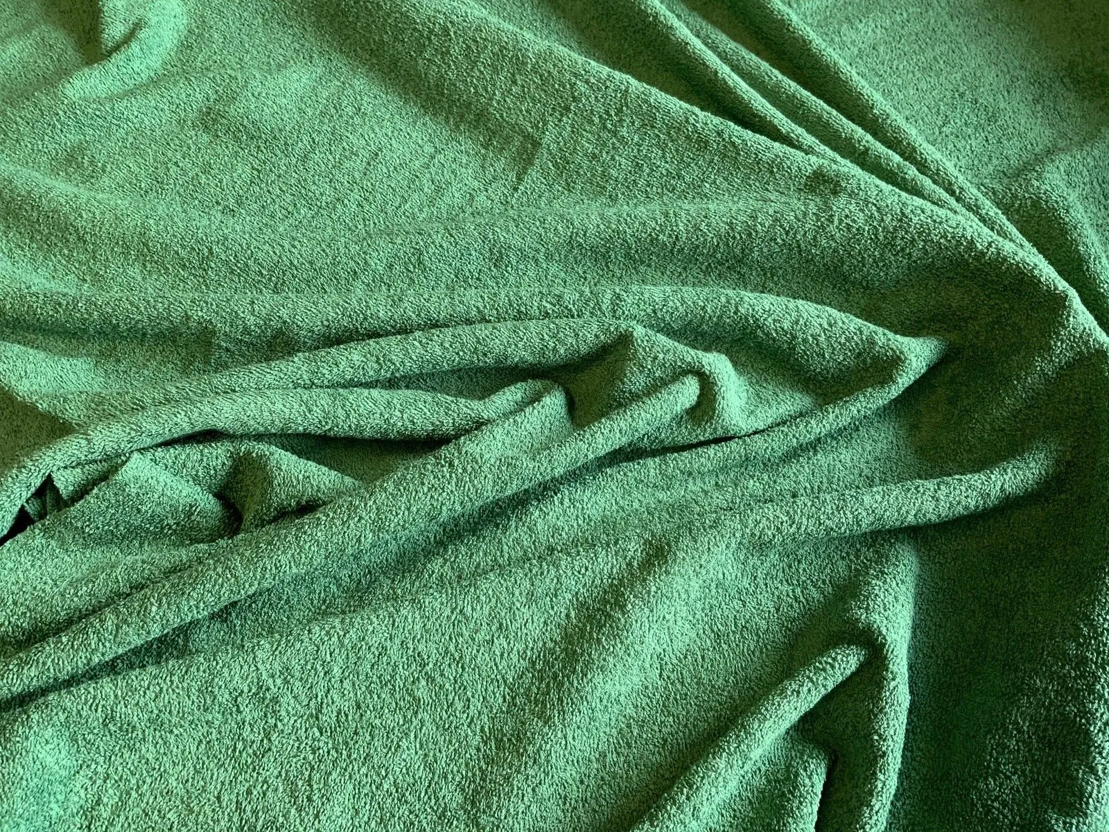 BOTTLE GREEN - Pure Cotton Thick LUXURY TOWELLING Fabric 400 gsm