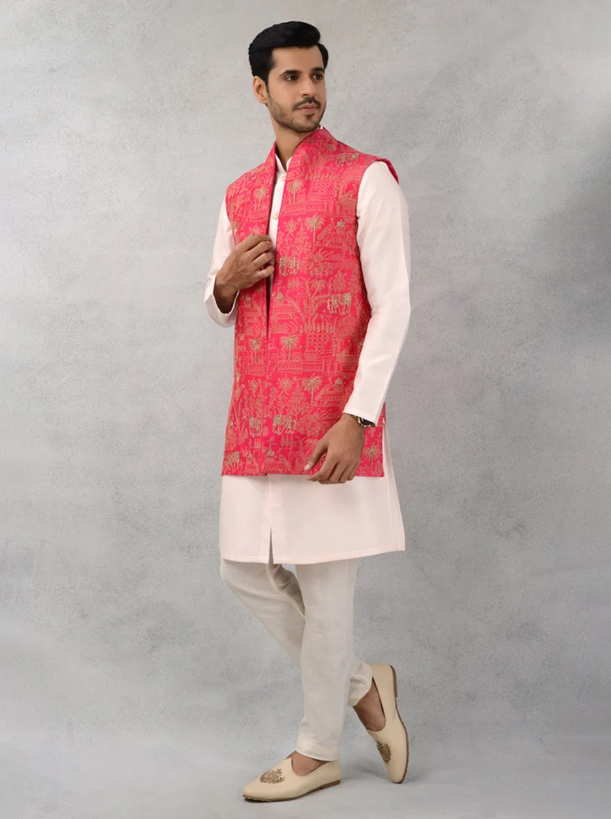 Bright Pink Bandhgala Jacket | TULA