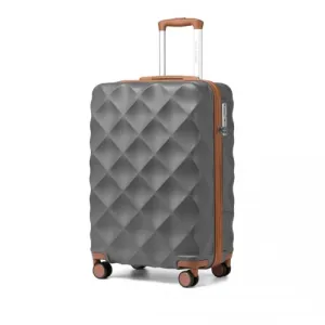 British Traveller 20" Ultralight ABS & Polycarbonate Suitcase with TSA Lock - Grey & Brown