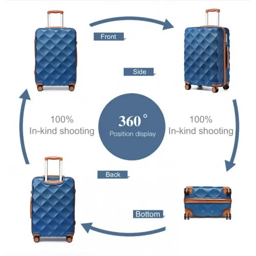 British Traveller 24 Inch Ultralight ABS & Polycarbonate Suitcase with TSA Lock - Navy & Brown