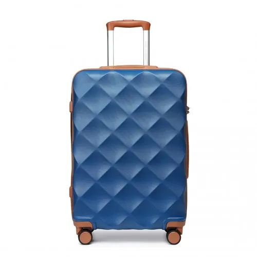 British Traveller 24 Inch Ultralight ABS & Polycarbonate Suitcase with TSA Lock - Navy & Brown