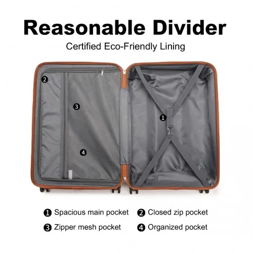 British Traveller 24 Inch Ultralight ABS & Polycarbonate Suitcase with TSA Lock - Navy & Brown