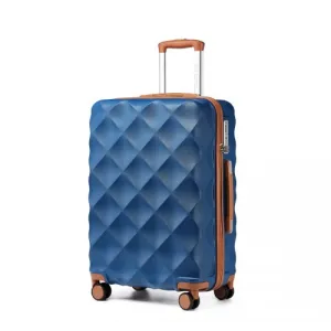 British Traveller 24 Inch Ultralight ABS & Polycarbonate Suitcase with TSA Lock - Navy & Brown