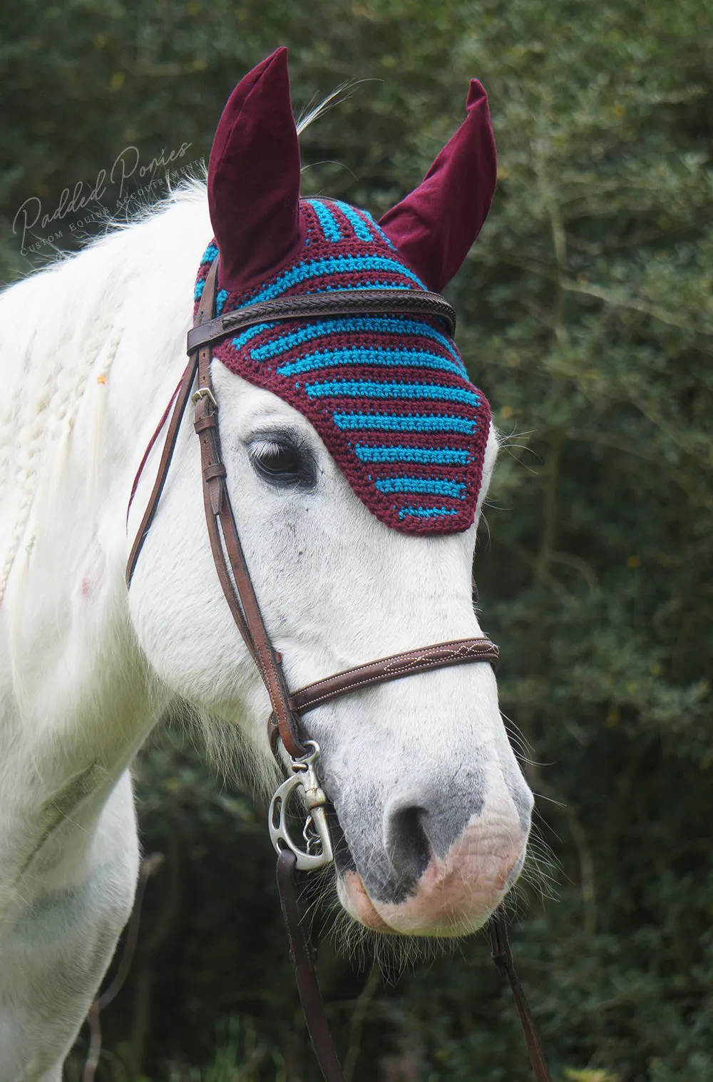 Burgundy and Bright Blue Stripe Fly Bonnet