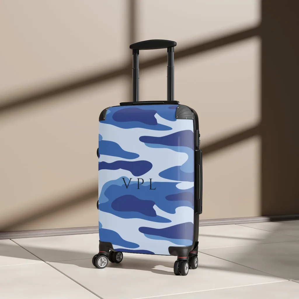 Cabin Suitcase Blue Camouflage