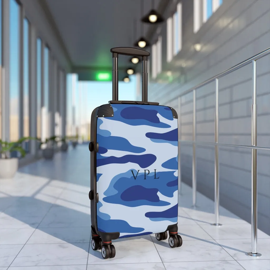 Cabin Suitcase Blue Camouflage