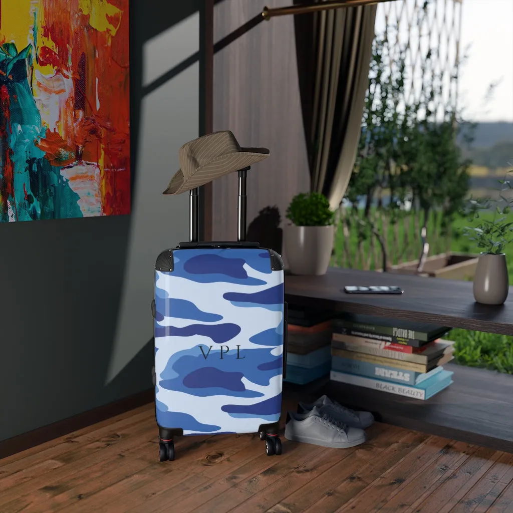 Cabin Suitcase Blue Camouflage