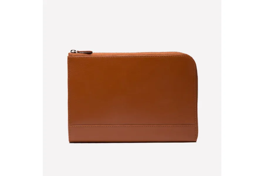 Capra Medium Zip Clutch - Tan