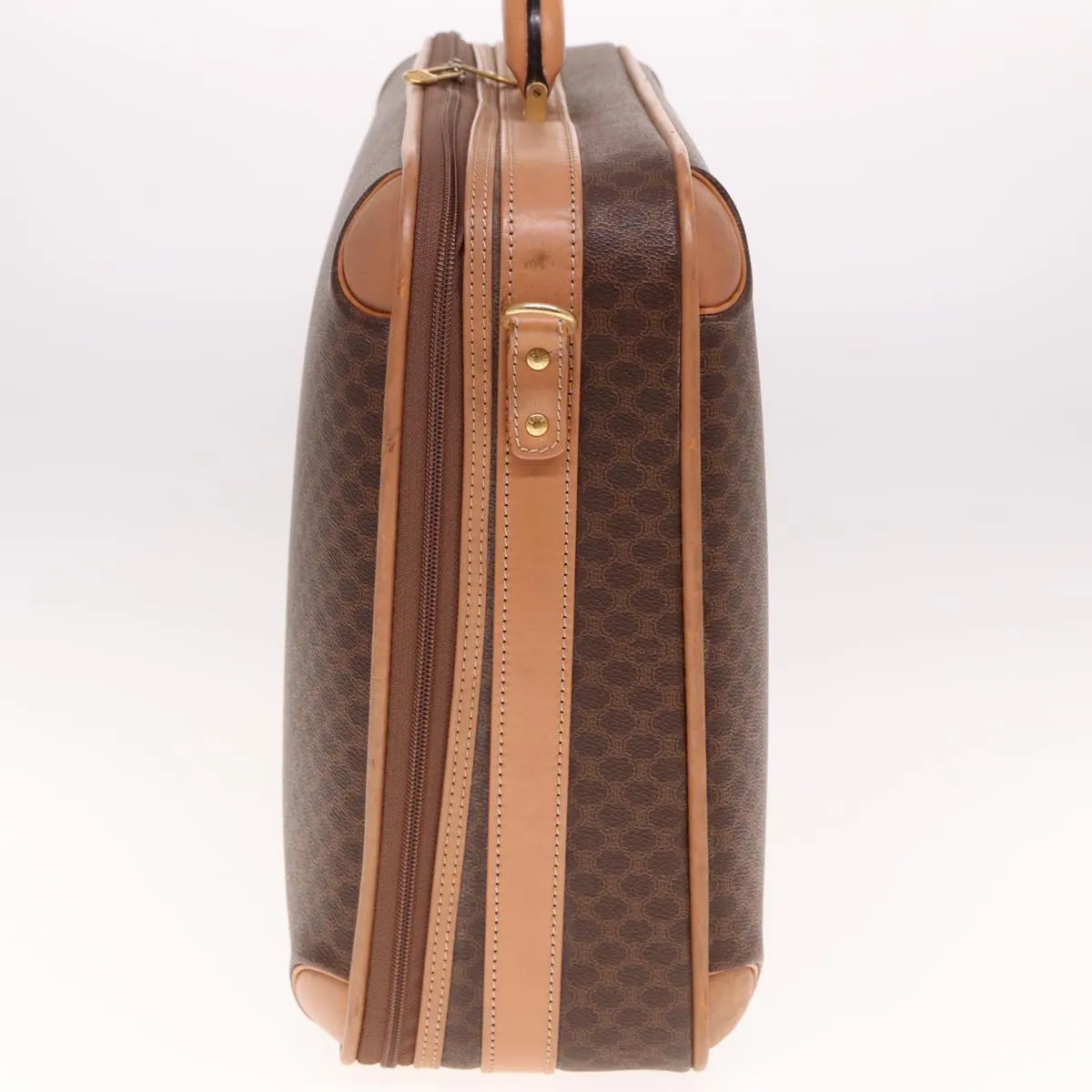 CELINE Macadam Canvas suitcase PVC Leather Brown Auth 76985