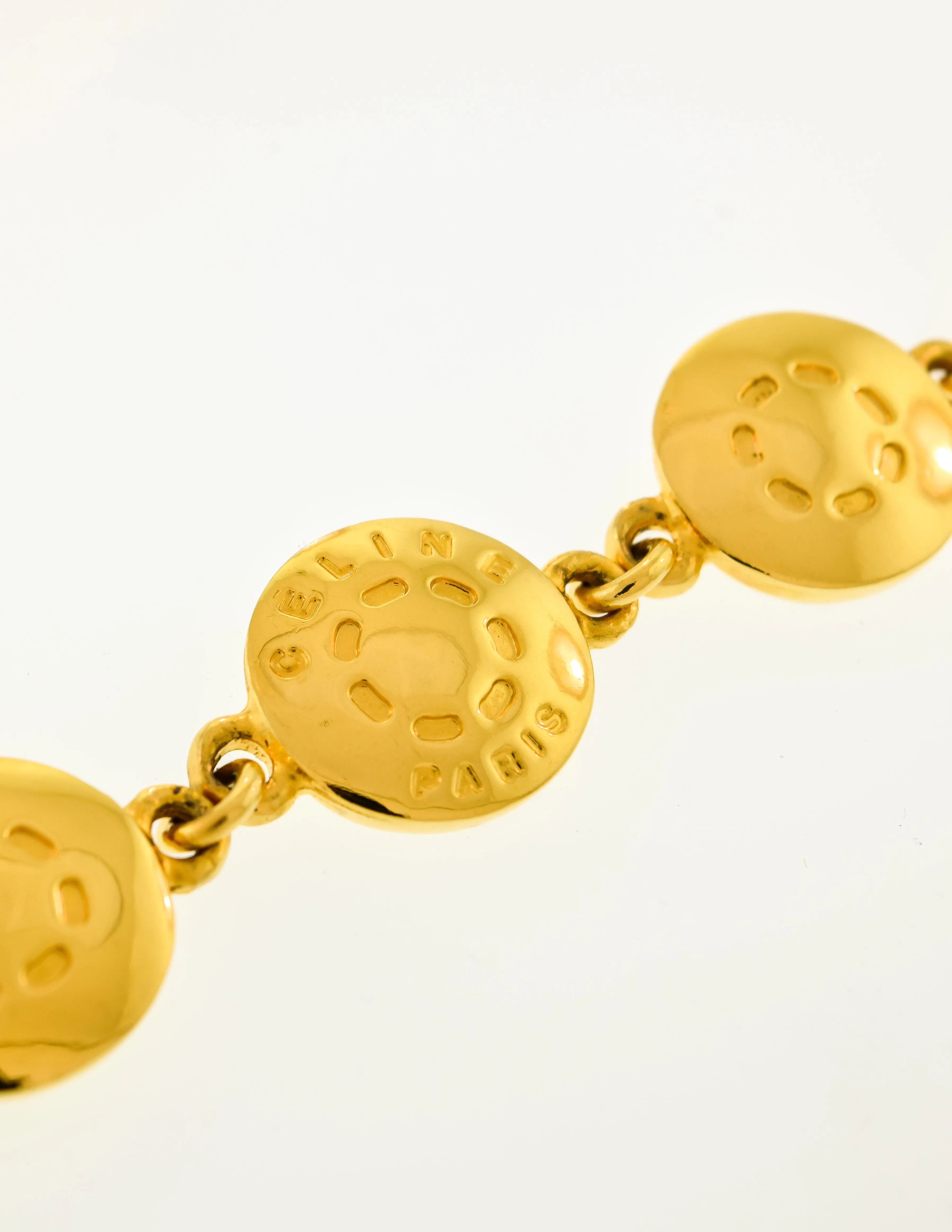 Celine Vintage Gold Button Motif Bracelet