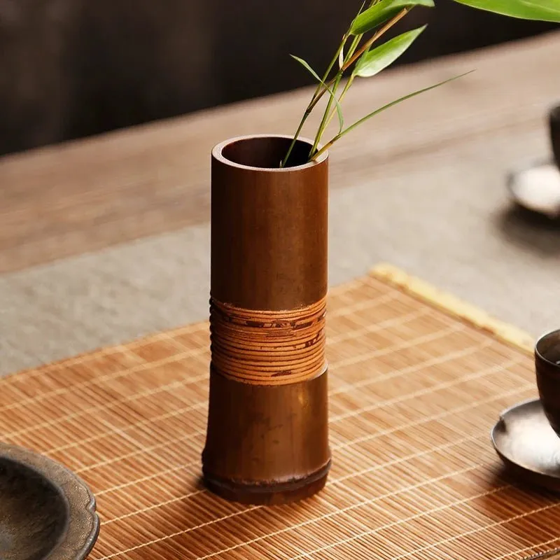 Chic Bamboo Tabletop Vase - Natural Home Decor