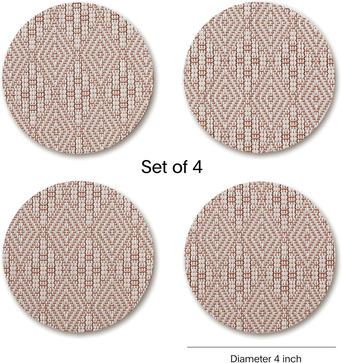 Chilewich Boxwood Geometric Lace Weave Coasters - Burnt Coral – Set of 4