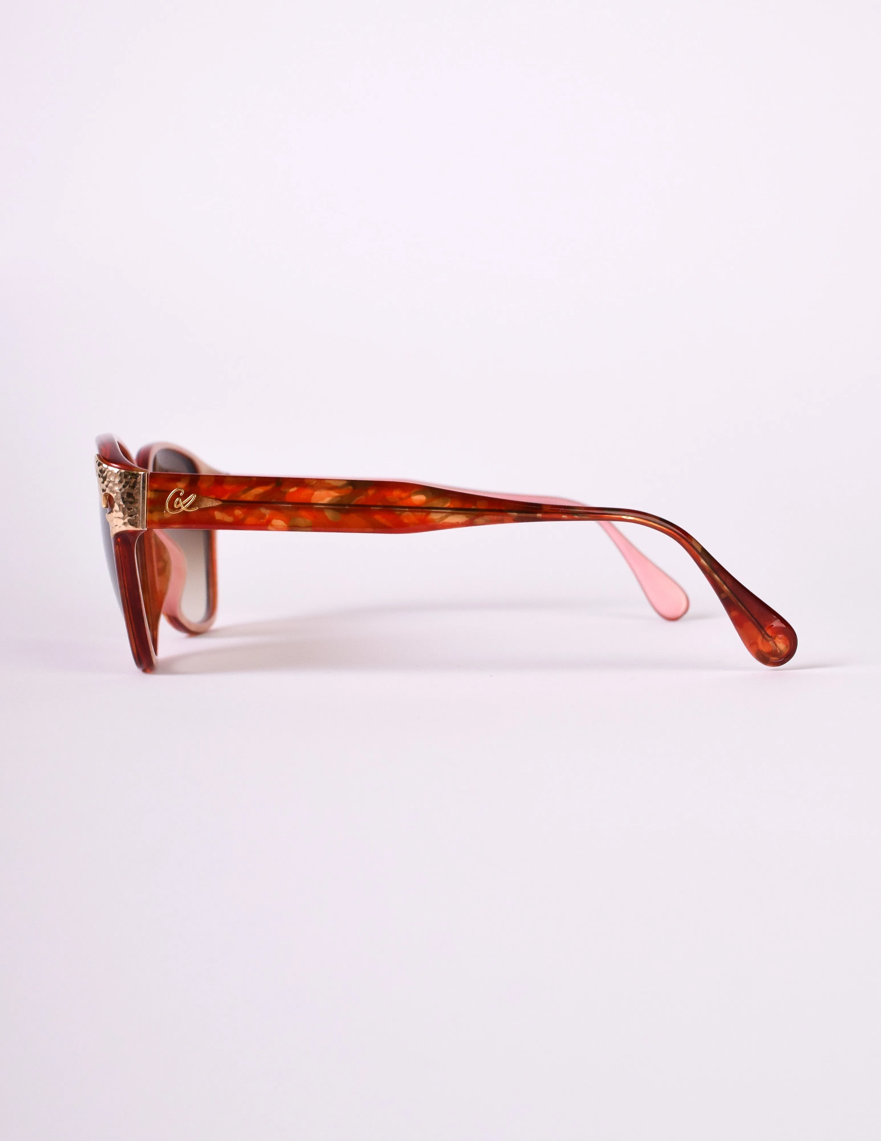 Christian Lacroix Vintage Red Orange Marble Sunglasses