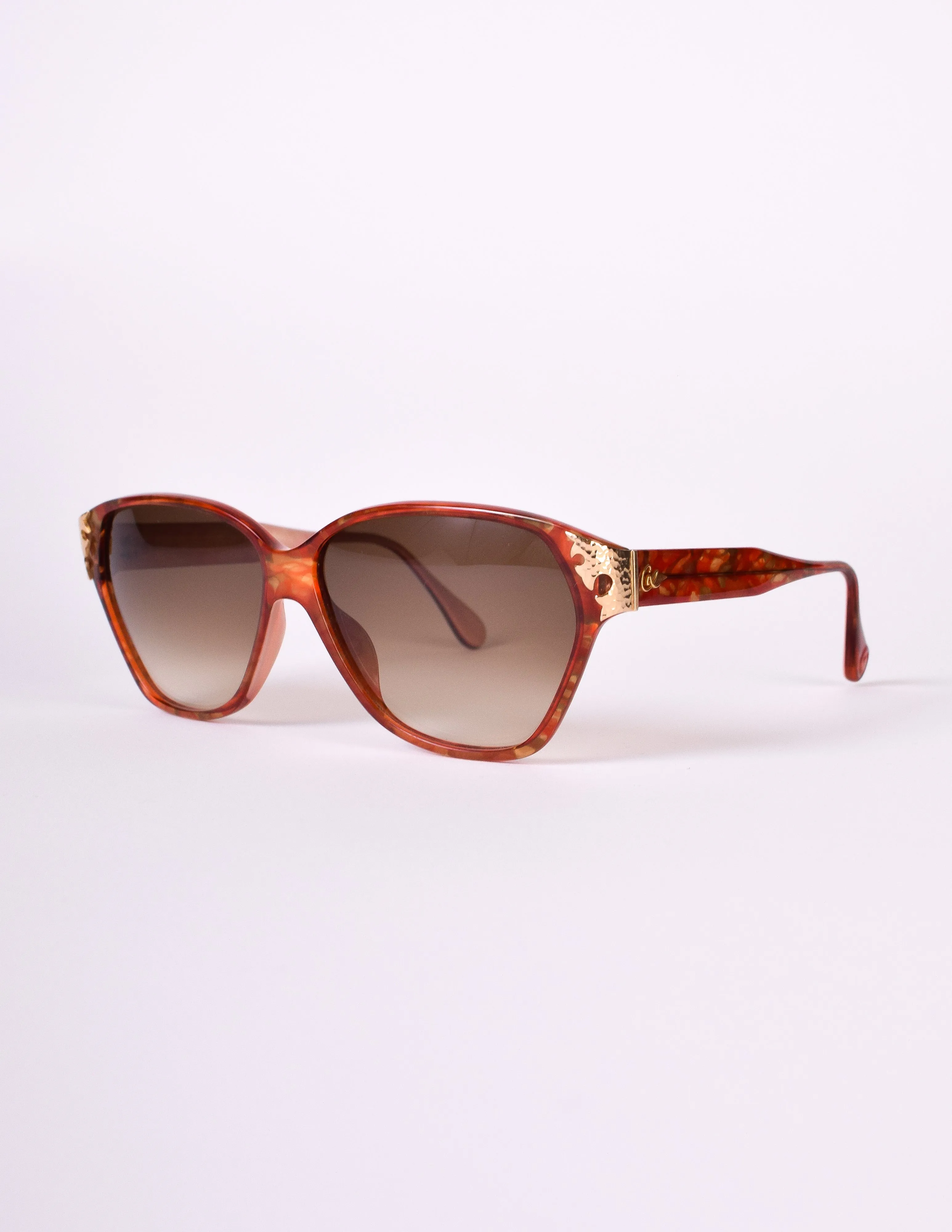 Christian Lacroix Vintage Red Orange Marble Sunglasses