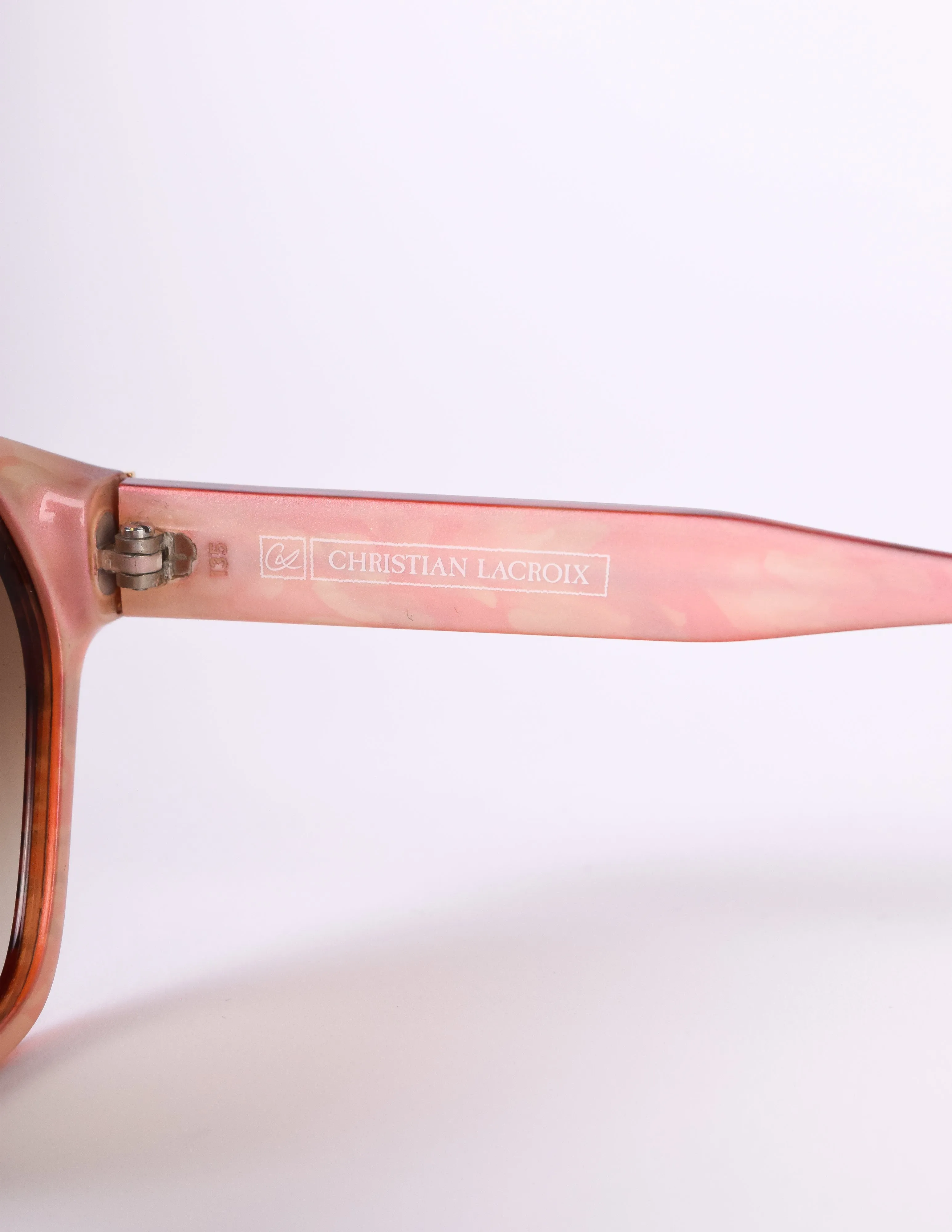 Christian Lacroix Vintage Red Orange Marble Sunglasses