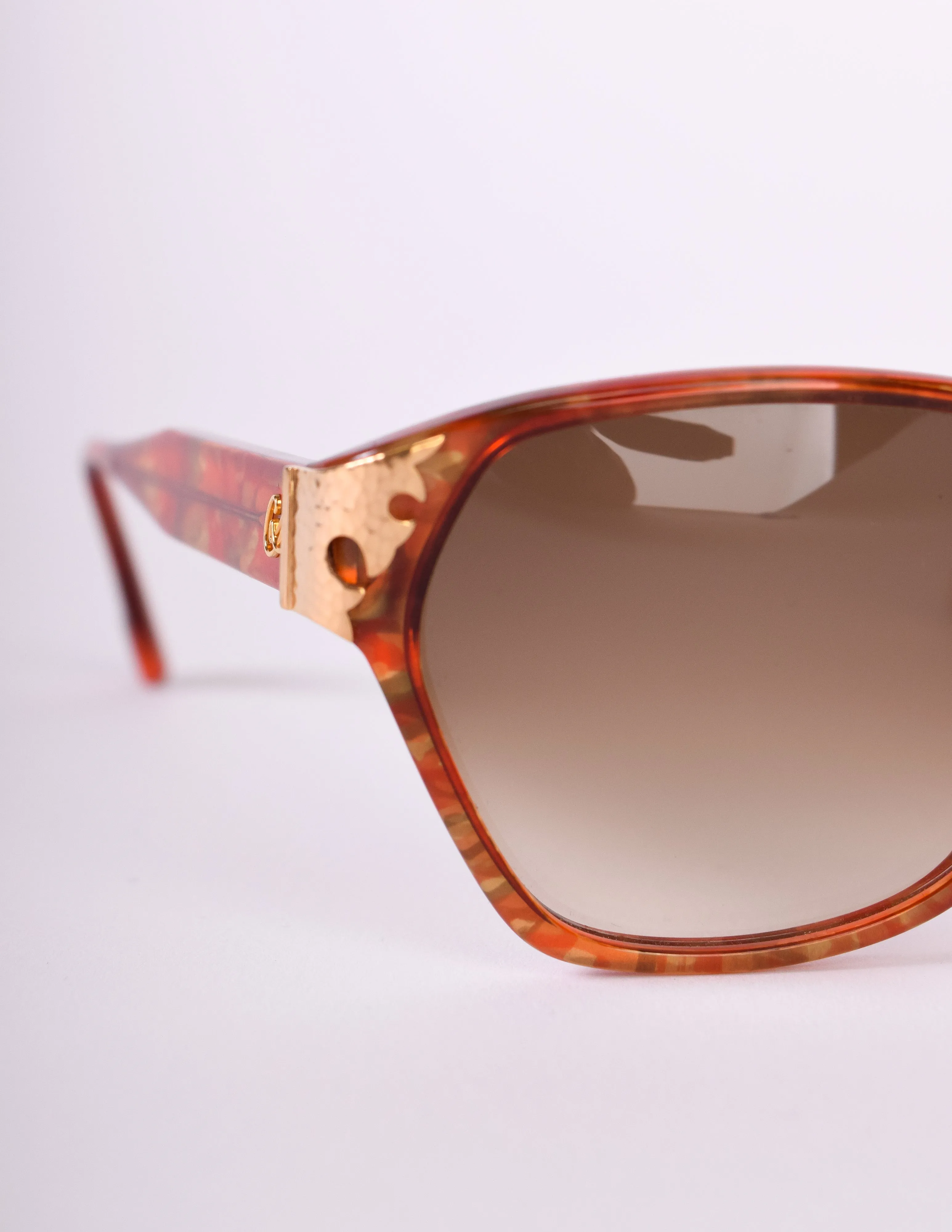 Christian Lacroix Vintage Red Orange Marble Sunglasses