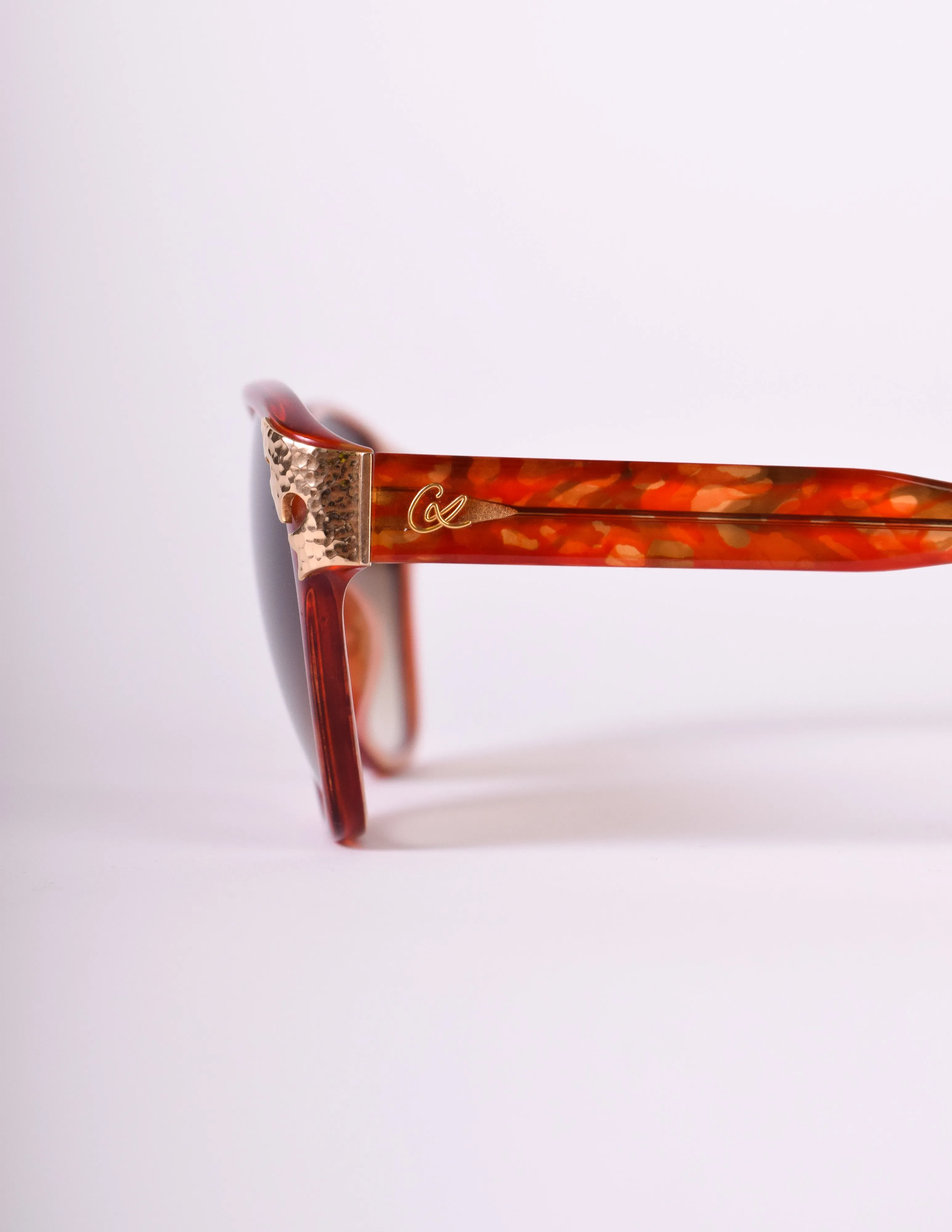 Christian Lacroix Vintage Red Orange Marble Sunglasses