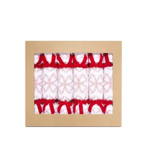 Christmas Crackers with 'Amour Bonheur' Print and Red Velvet Bows, Box of 6 (UK ONLY)