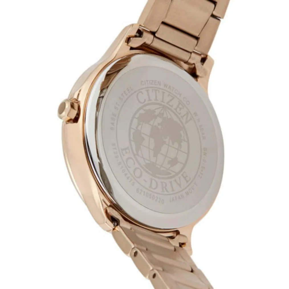 Citizen Ladies Dress Eco-Drive Rose Gold Stainless Steel Multi-Function Watch - FD2033-52W