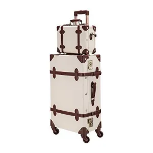 CO-Z Premium Vintage Luggage Set 24 Inches TSA Locks Wheel Suitcase with 12 Inches Hand Bag (Beige)