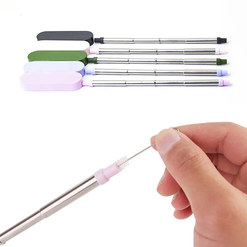 Collapsible Stainless Steel Metal Straw with Brush