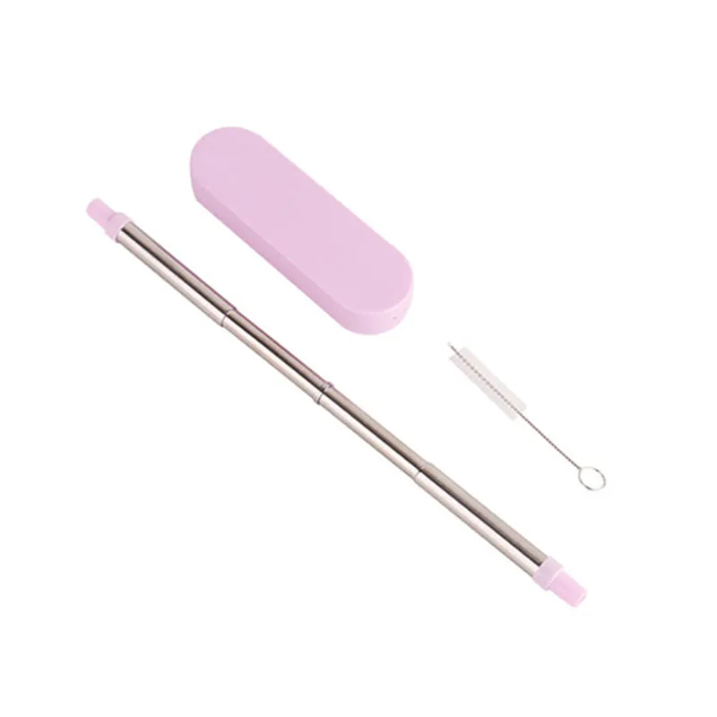 Collapsible Stainless Steel Metal Straw with Brush