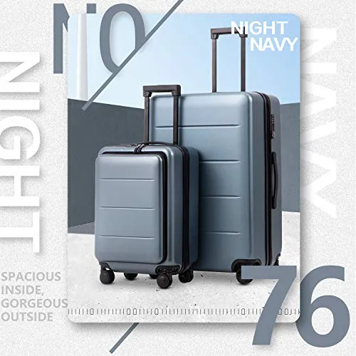 COOLIFE 2 Piece Luggage Set - ABS PC - Night Navy