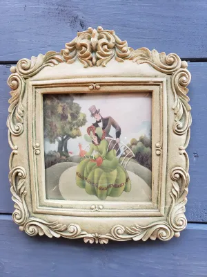 Couple Print in Chalkware Frame with Convex Glass