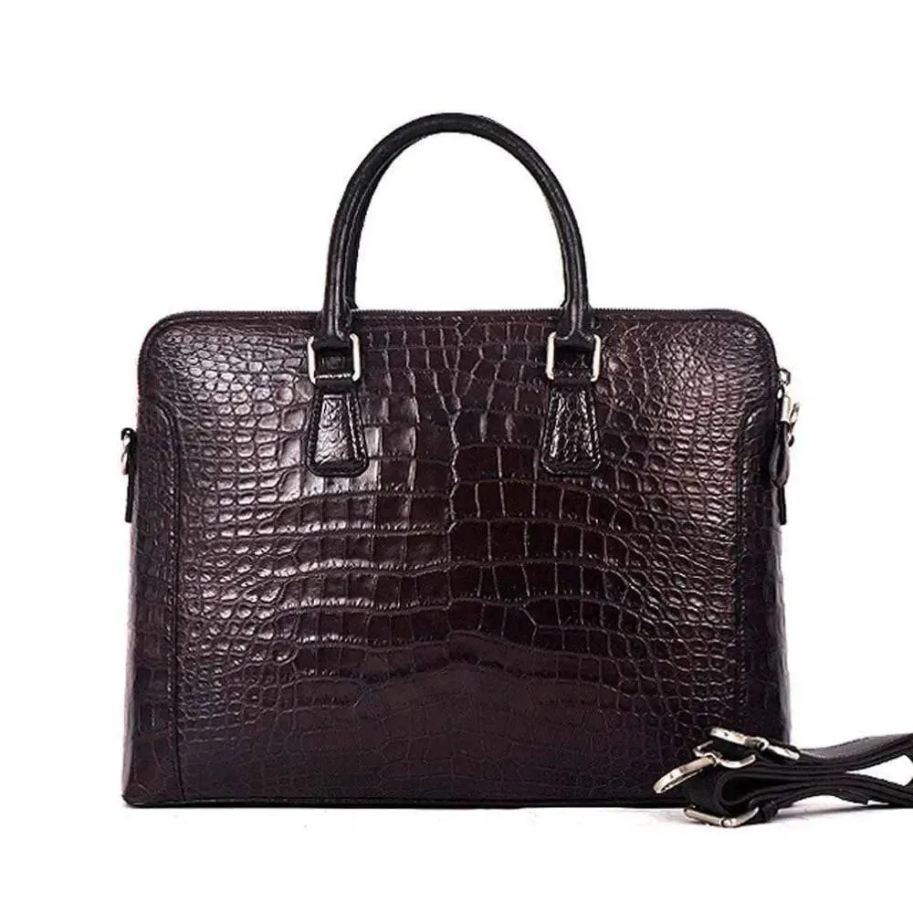 Crocodile Skin Leather Briefcase